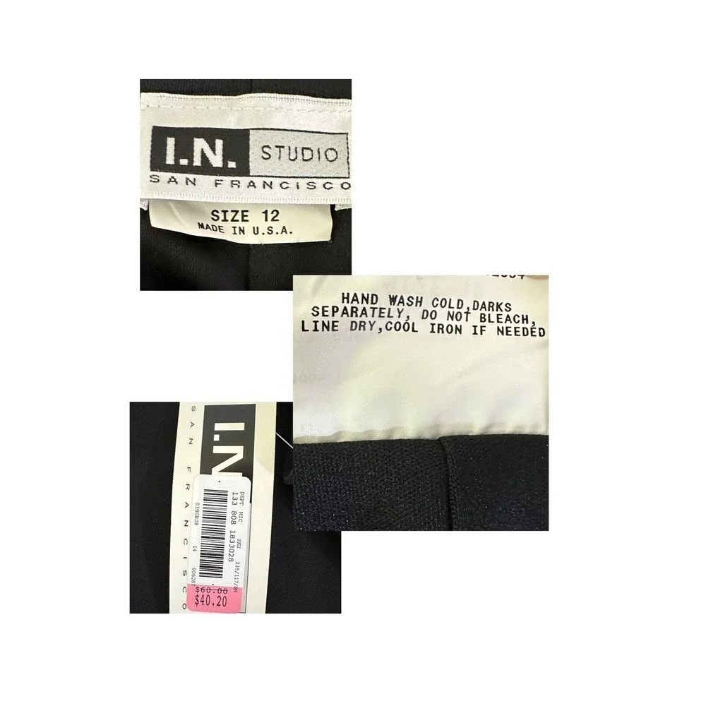 I.N. Studio 12 Black Lined‎ Handkerchief Hem Midi Maxi Dress Goth Minimalist NWT